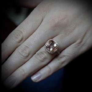 Rose Gold and Morganite Center and Two Diamond